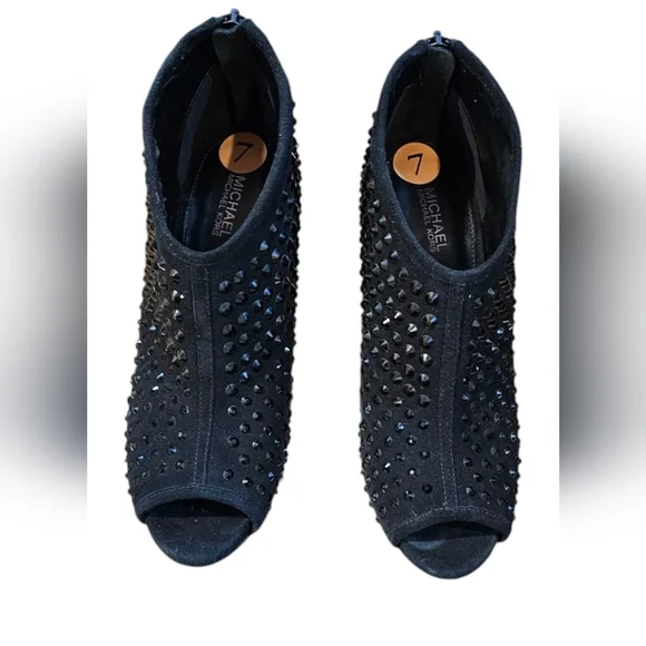 MICHAEL Michael Kors - Dani Open Peep Toe Crystal Bootie 4" High Heel Spiked - Picture 3 of 11